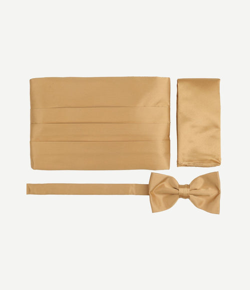 Cumberband strik pochet set goud