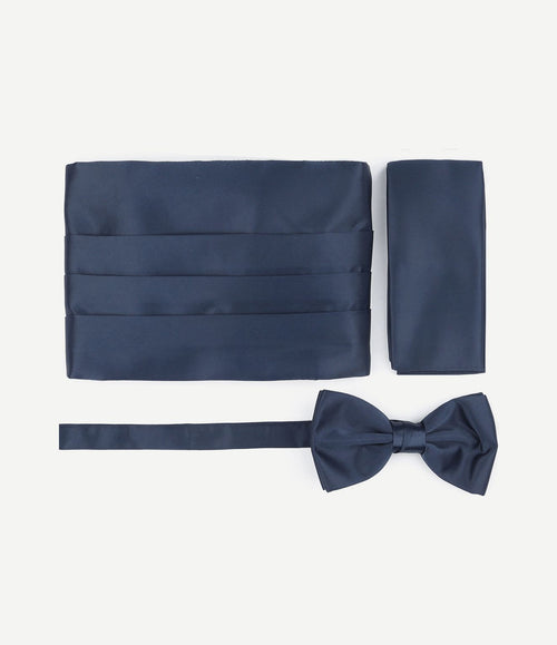 Cumberband strik pochet set donkerblauw