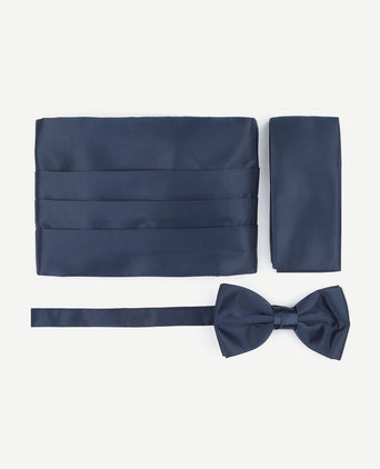 Cumberband strik pochet set donkerblauw