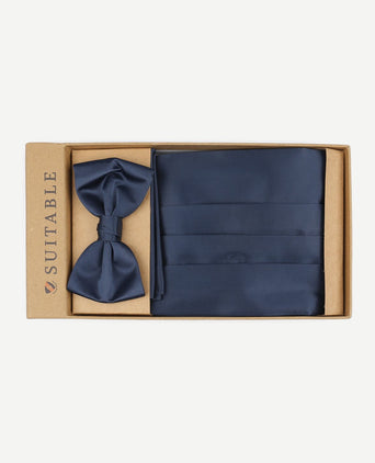 Cumberband strik pochet set donkerblauw
