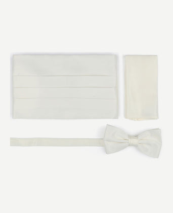 Suitable cumberband strik pochet set off white