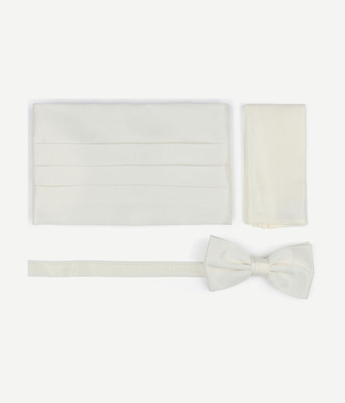 Suitable cumberband strik pochet set off white