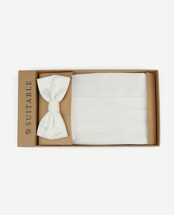 Suitable cumberband strik pochet set off white