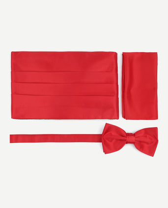 Suitable cumberband strik pochet set rood