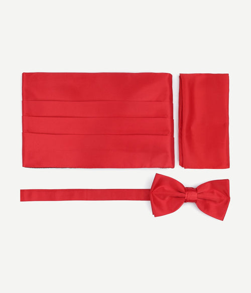 Suitable cumberband strik pochet set rood