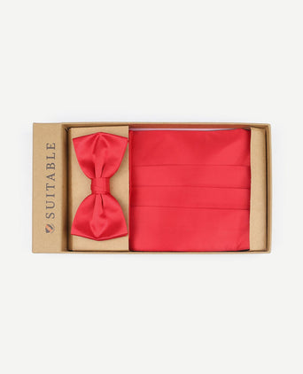 Cumberband strik pochet set rood