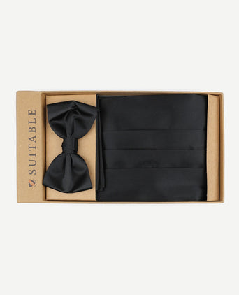 Suitable cumberband strik pochet set zwart