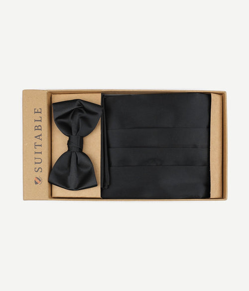 Suitable cumberband strik pochet set zwart