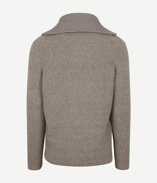 Suitable deep zip pullover boiled wool taupe