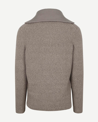 Deep zip pullover boiled wool taupe