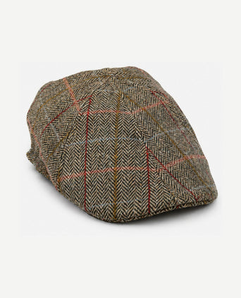 Flat cap wool check groen