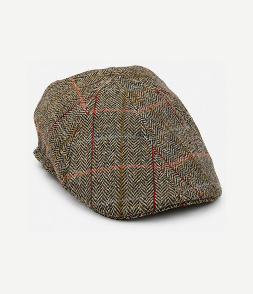 Flat cap wool check groen