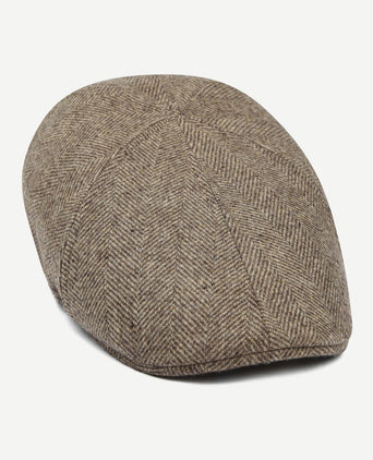 Suitable flat cap wool herringbone beige