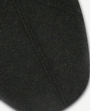 Flat cap wool herringbone donkergroen