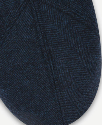 Flat cap wool herringbone donkerblauw