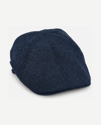 Flat cap wool twill donkerblauw