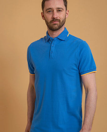 Suitable fluo b polo blauw | Slim-fit