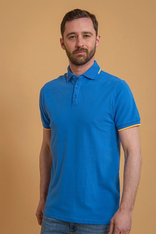 Suitable fluo b polo blauw | Slim-fit