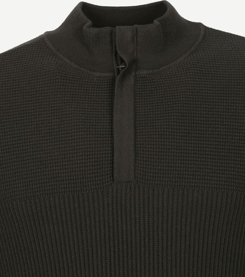 Suitable george pullover halve rits donkergroen