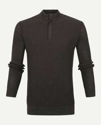 Suitable george pullover halve rits donkergroen