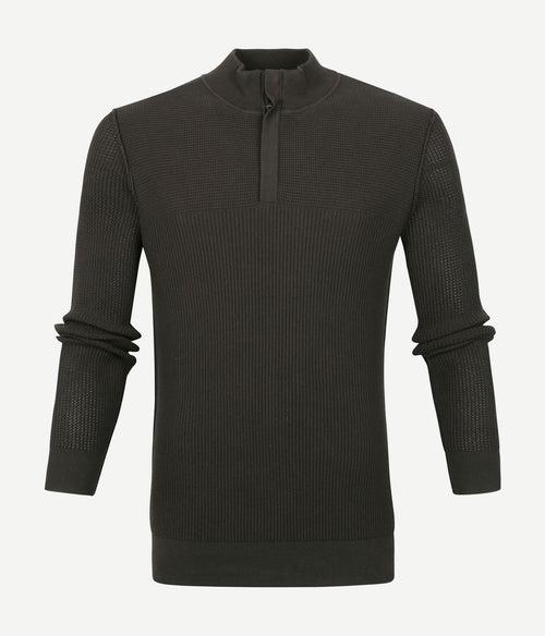 Suitable george pullover halve rits donkergroen
