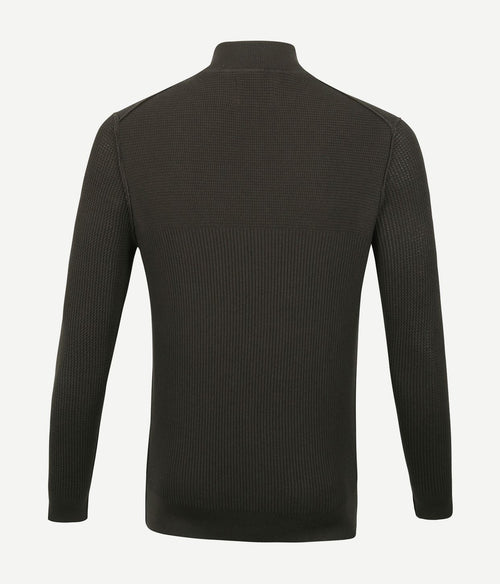 Suitable george pullover halve rits donkergroen