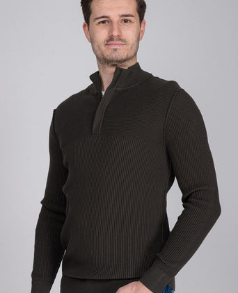 Suitable george pullover halve rits donkergroen