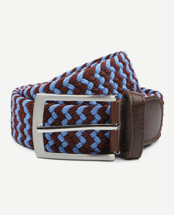 Suitable geweven riem bruin blauw