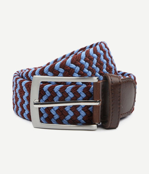 Suitable geweven riem bruin blauw
