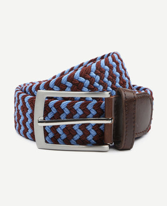 Geweven riem bruin blauw