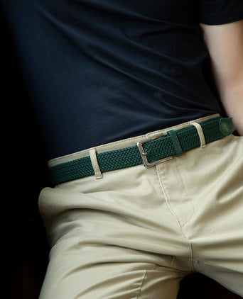 Suitable geweven riem donkergroen