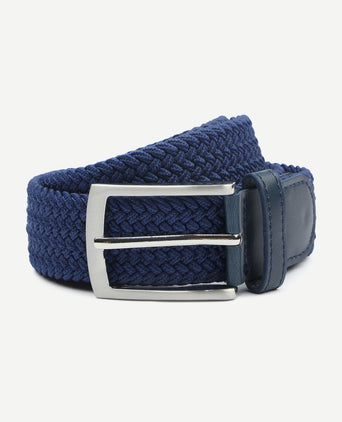 Suitable geweven riem donkerblauw