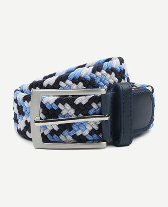 Suitable geweven riem donkerblauw blauw