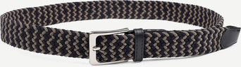 Suitable geweven riem donkerblauw taupe