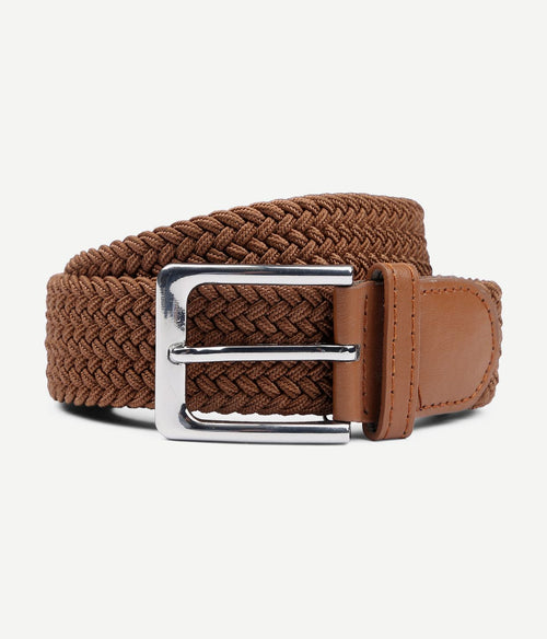 Suitable geweven riem taupe cognac