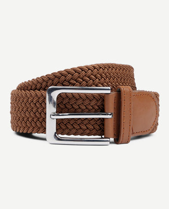 Geweven riem taupe cognac
