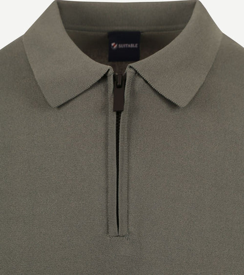 Suitable halve rits polo groen | Slim-fit