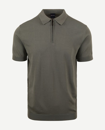 Suitable halve rits polo groen | Slim-fit