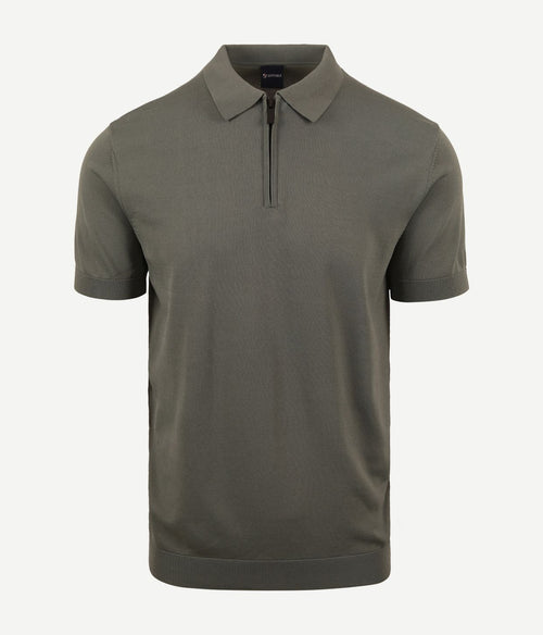 Suitable halve rits polo groen | Slim-fit