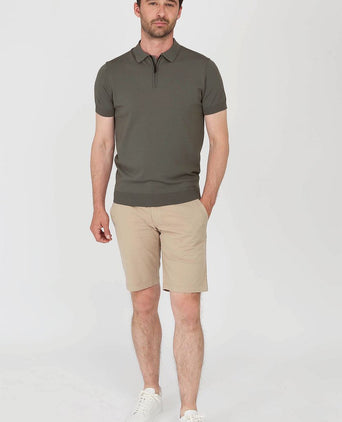 Suitable halve rits polo groen | Slim-fit