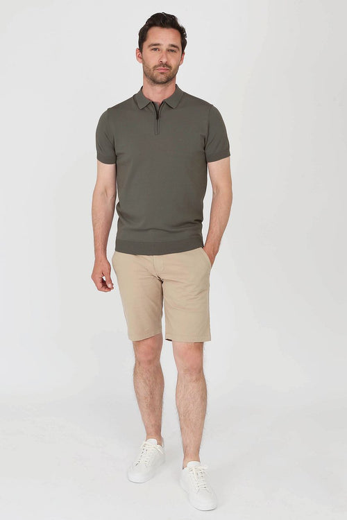 Suitable halve rits polo groen | Slim-fit