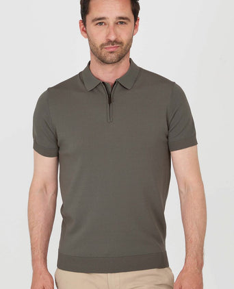 Suitable halve rits polo groen | Slim-fit