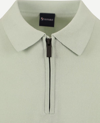 Suitable halve rits polo lichtgroen | Slim-fit