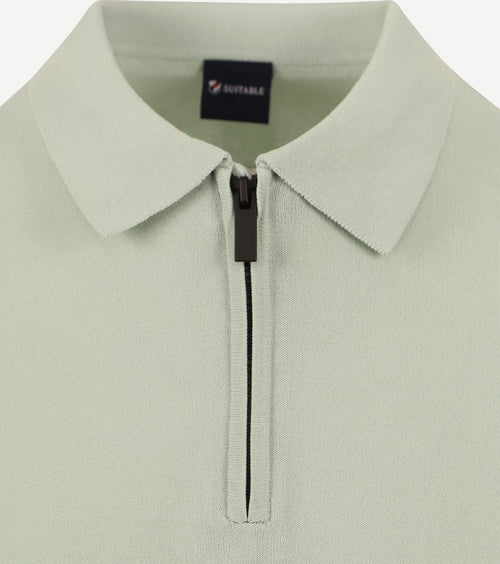 Suitable halve rits polo lichtgroen | Slim-fit