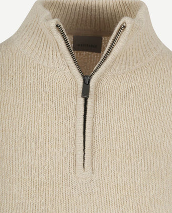 halve rits pullover boiled wool ecru