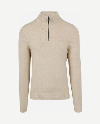halve rits pullover boiled wool ecru