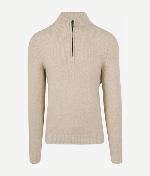 Suitable halve rits pullover boiled wool ecru