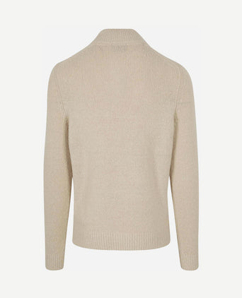 halve rits pullover boiled wool ecru
