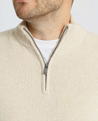 Suitable halve rits pullover boiled wool ecru