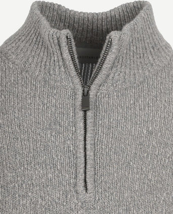 Suitable halve rits pullover boiled wool grijs